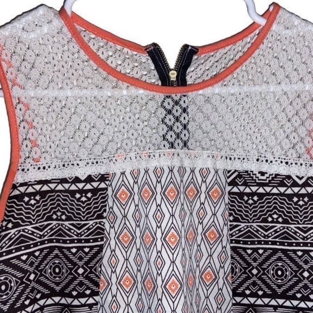 Xhilaration Geometric Tribal Print Lace Yoke Shift Dress Boho Southwestern Small - Picture 6 of 7